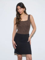 Leopard Square Neck Sleeveless Knit Bodysuit