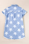 Raw Hem Star Short Sleeve Denim Dress