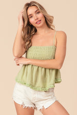 Fringed Hem Smocked Cami