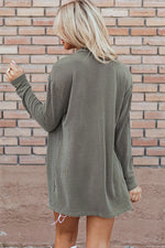 Textured Open Front Long Sleeve Cover Up