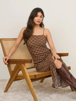 Plaid Spaghetti Strap Midi Dress