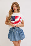 High-Rise, A-Line Denim Skirt