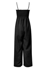 Smocked Spaghetti Strap Wide Leg Jumpsuit