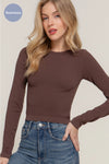 Long Sleeve Crew Neck Rib Seamless Top