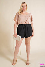 Plus Size Linen Shorts with Pocket