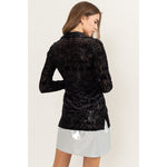 Certain To Charm Burnout Velvet Ruched Shirt