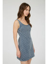 Bow Pattern Sleeveless Denim Mini Dress
