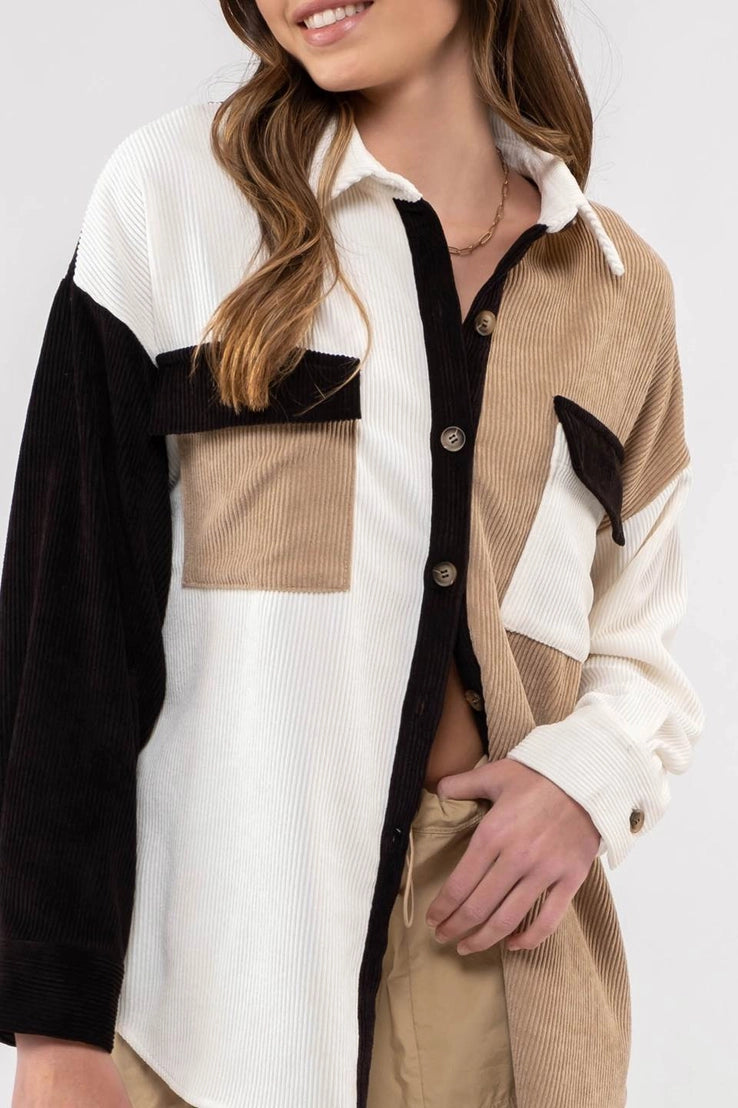 Colorblock Drop Shoulder Shacket
