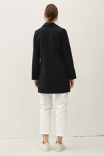 Single Button Long Sleeve Coat with Pockets