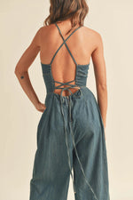 Take It In Washed Denim Jumpsuit