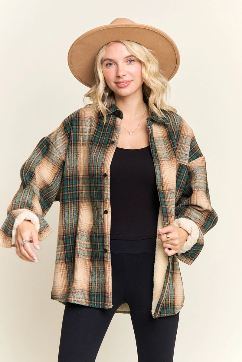 Sherpa-Lined Button Down Shacket