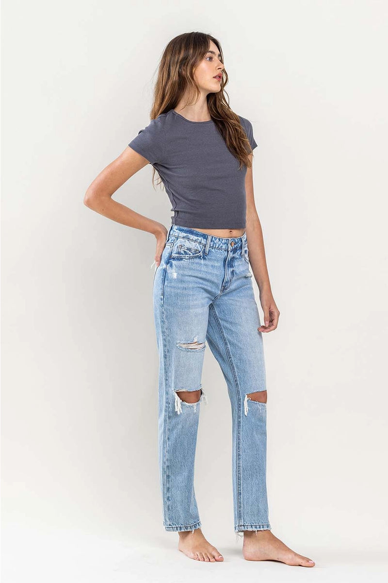 Lovervet by Vervet High Rise Distressed Straight Jeans