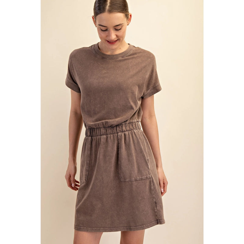 Mineral Washed Cotton Mini Dress