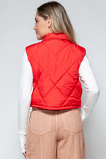 Snap Down Quilted Crop Vest