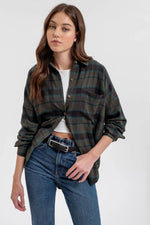 Collared Button Down Long Sleeve Plaid Shirt