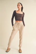 Taupe Soft Brushed Rib Sweatpants