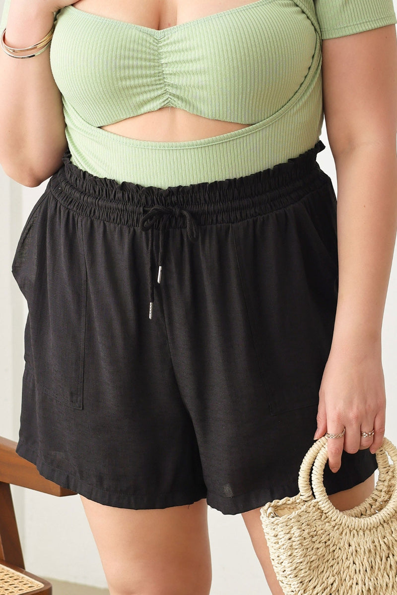 Plus Size Drawstring Elastic Waist Shorts with Pockets