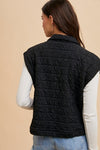 Texture Quilted Snap Down Vest Coat