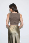 Leopard Print Sleeveless Cropped Knit Top