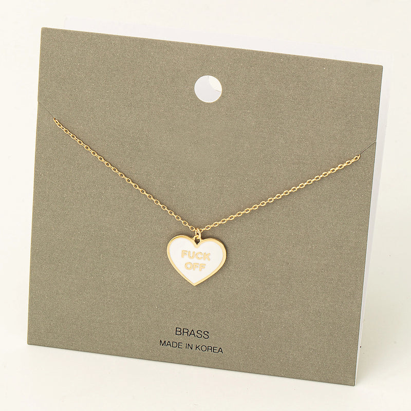 Fuck Off Heart Colored Pendant Necklace