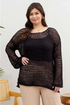 Plus Oversized Sheer Crochet Pullover