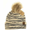 Zebra Pattern Faux Fur Pom C.C Beanie