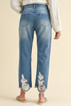 Annie Wear Distressed Raw Hem Cropped Jeans