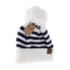 Knit Pom Striped C.C Beanie