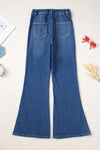 Elastic Waist Bootcut Jeans with Pockets