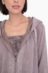 Oversized Mineral-Washed Zip-Up Hooded Jacket