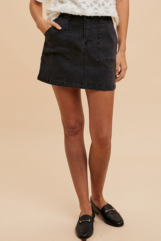 Cargo Denim Mini Skirt