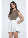 Leopard Round Neck Short Sleeve Knit Bodysuit
