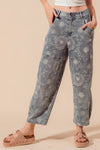 So Me Mid Rise Floral Denim Barrel Jeans