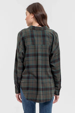 Collared Button Down Long Sleeve Plaid Shirt