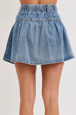 High-Rise, A-Line Denim Skirt
