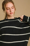 Wool Blend Striped Round Neck Sweater