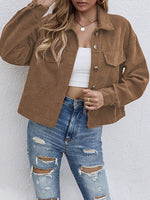 Button Up Dropped Shoulder Long Sleeve Jacket