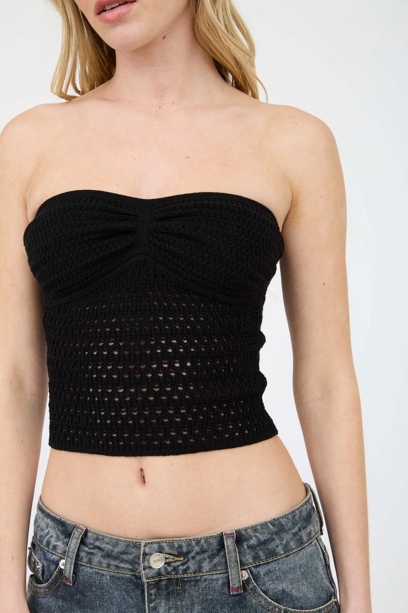 Strapless Crochet Knit Top