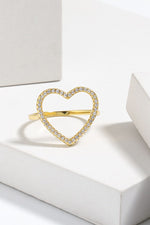 925 Sterling Silver Inlaid Zircon Heart Ring