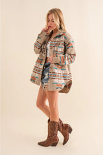 Blue B Exclusive Aztec Pattern Button Up Jacket