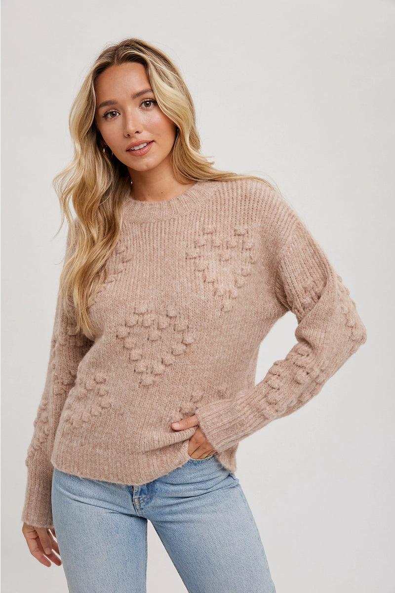 Heart Shape Pom Pom Sweater Pullover