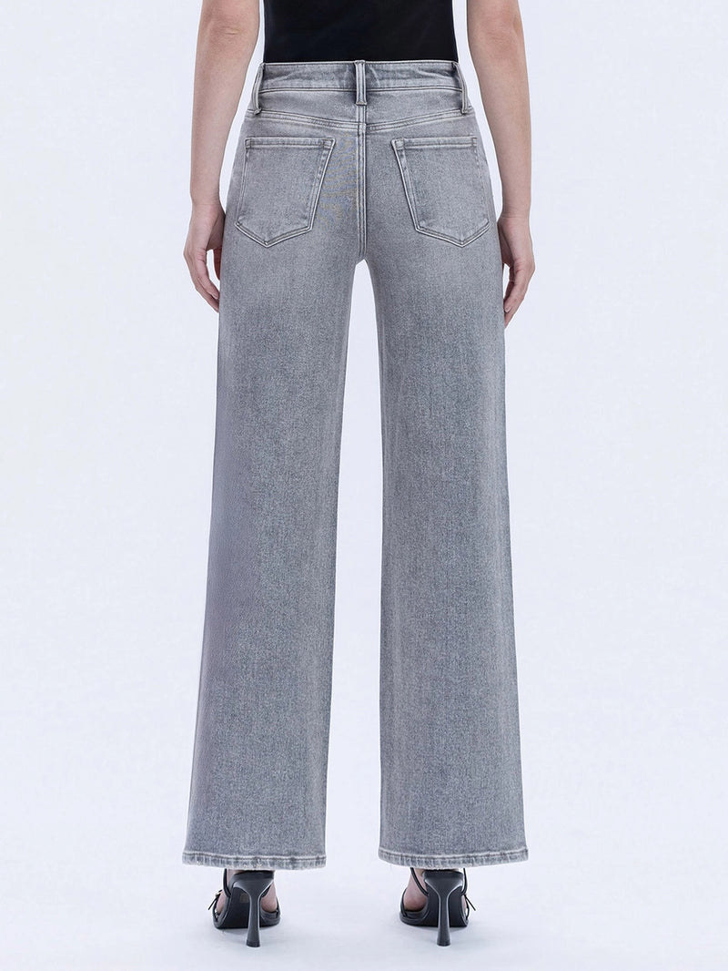 Vervet by Flying Monkey High Rise Full Length Grey Wide Leg Jeans