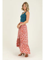 Smocked Waist Maxi Skirt with Slit