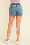 Drawstring Cinch Waist Denim Skort