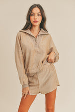 Corduroy Half Zip Top and Shorts Set