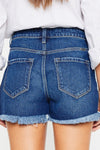 Kancan High Rise Frayed Hem Denim Shorts