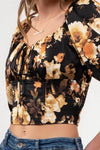 Peasant Sleeve Floral Crop Top