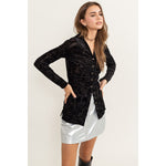 Certain To Charm Burnout Velvet Ruched Shirt