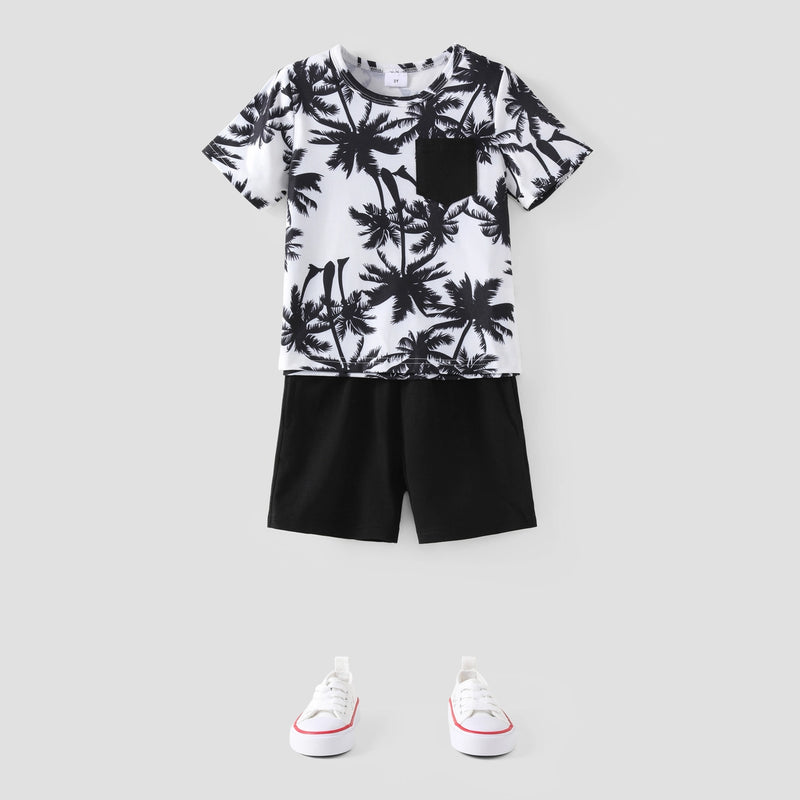 Boy Tropical Plant Pattern Tee & Shorts