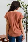 Lace Trim Split Neck Top